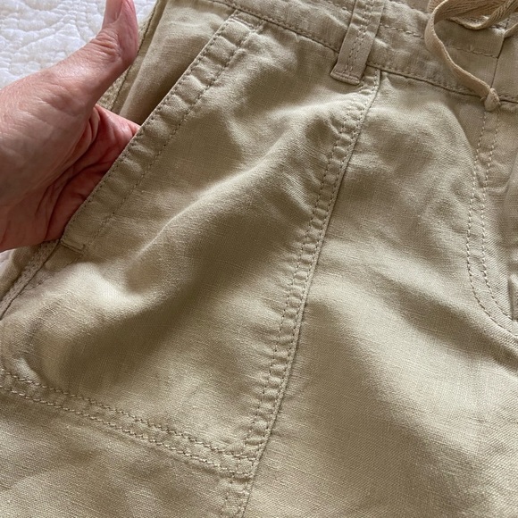 Ann Taylor Linen Culottes Tan Drawstring 4 Pockets Mid Rise Size 6 - Picture 7 of 12